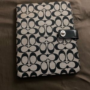 COACH  "C" Logo TABLET IPAD CASE Cover Tan & Black